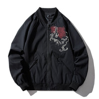 Thumbnail for Dragons Embroidered Bomber Jacket - Jackets