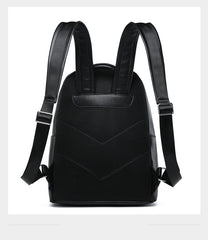 Fractal Tiger Symmetrical Pu Leather Backpack - Black / One