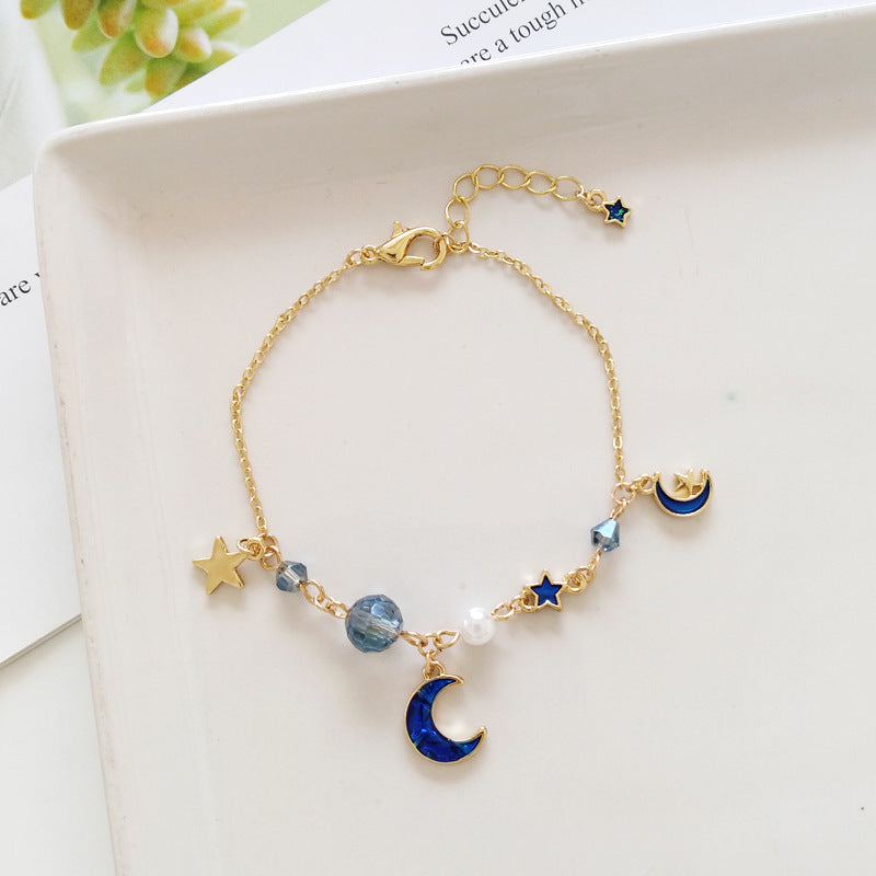 Moon And Stars Bracelet - Crescent moon / Blue / One Size -