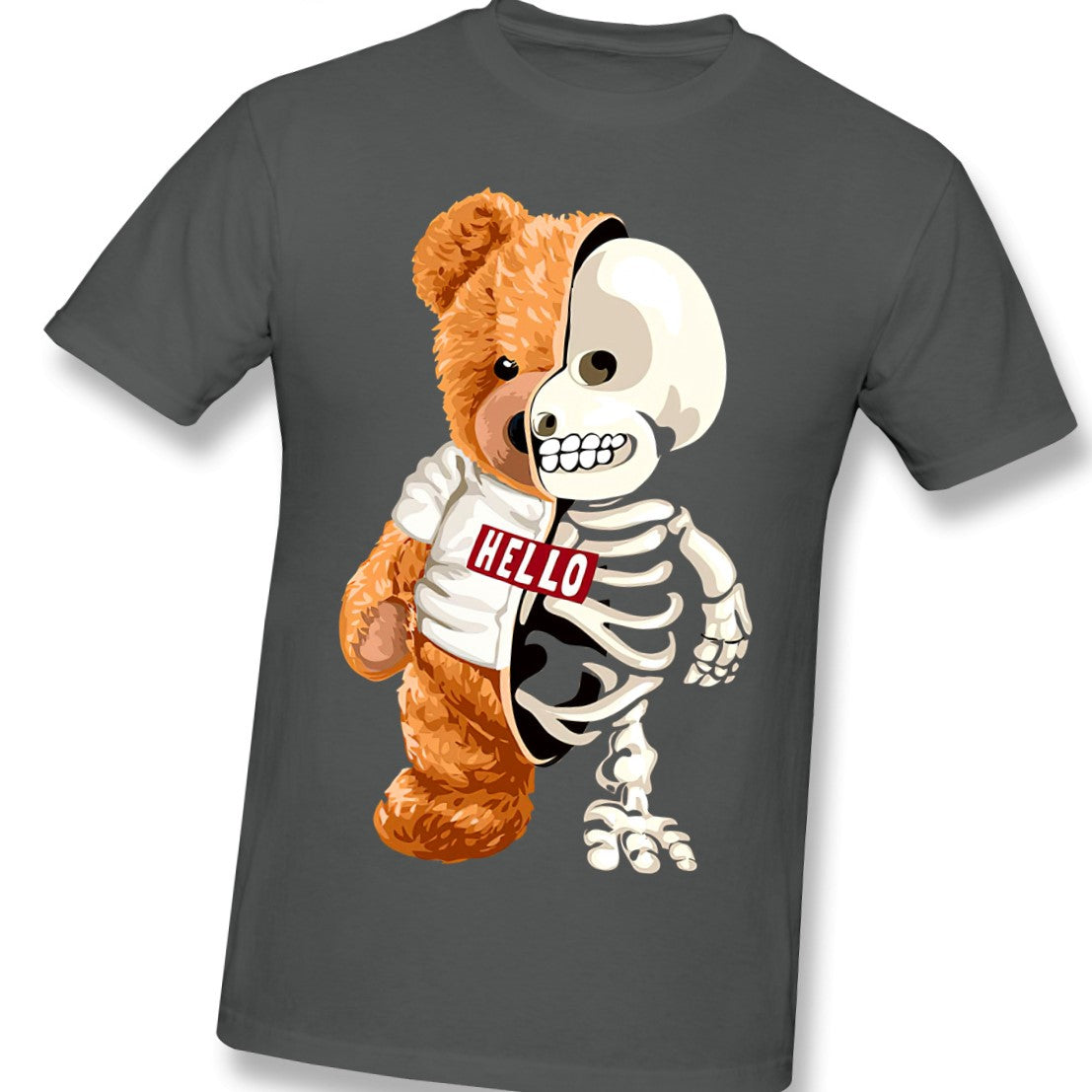 Skull Teddy Bear Skeleton T-Shirt - Dark Grey / XXL -