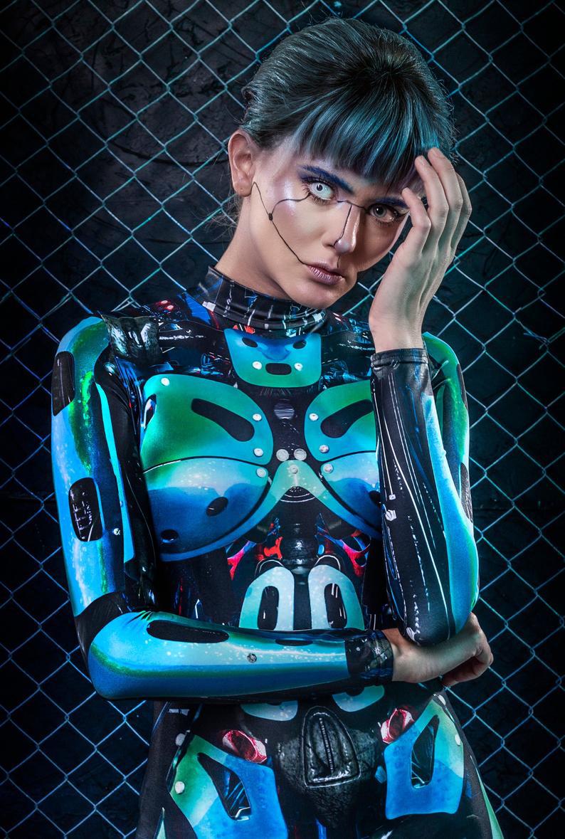 Cyberpunk Sexy Robot Costume - Blue / M - 2077