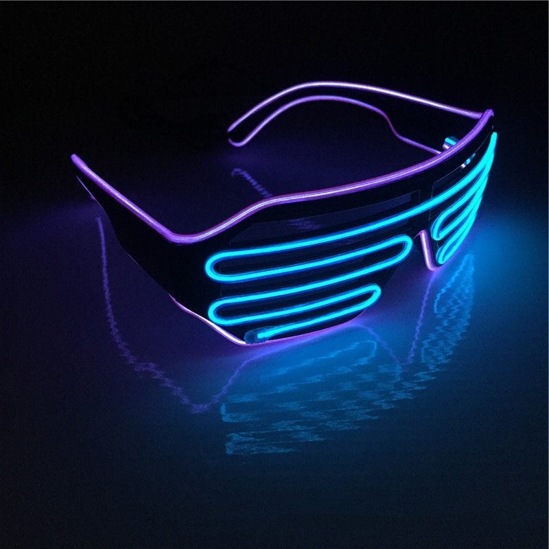 Cyberpunk LED Bi-color Visor Glasses - Purple Blue -