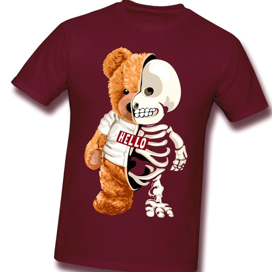 Skull Teddy Bear Skeleton T-Shirt - Brown / XXL - T-shirts