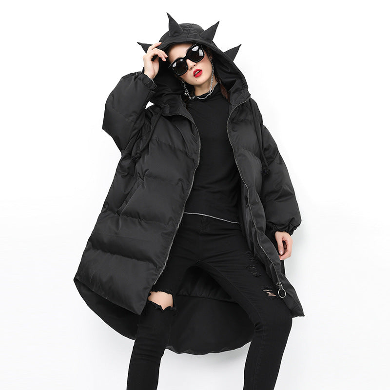 Spikes Hooded Oversize Winter Jacket - Black / One sizecode