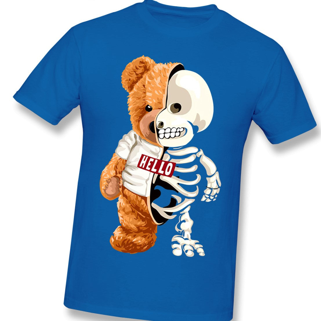 Skull Teddy Bear Skeleton T-Shirt - Blue / XXL - T-shirts