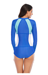 Solid Color One-piece Long-Sleeve Swimwear - Swimsuits
