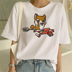 Cute Shiba Inu Print Oversized T-shirt - Style 3 / XS -