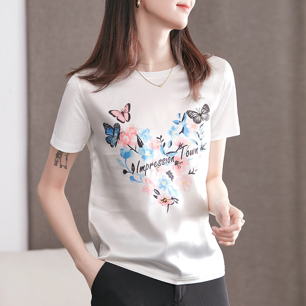 Impression Town Floral Butterfly T-shirt - T-Shirt