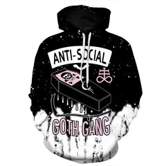 Antisocial Goth Gang Dark Hoodie - Black / L - hoodie