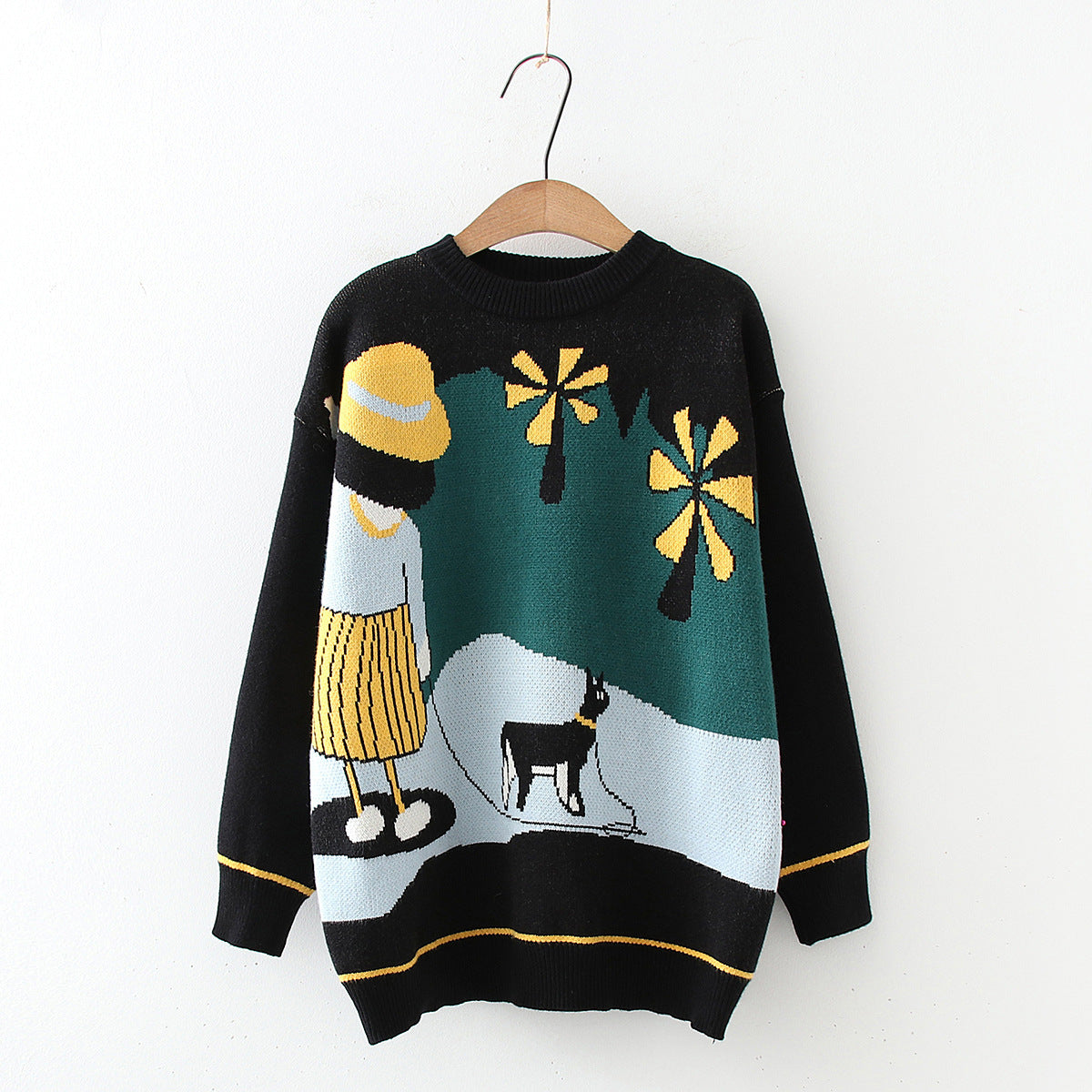 Lazy Knitted Sweater - Black / One size