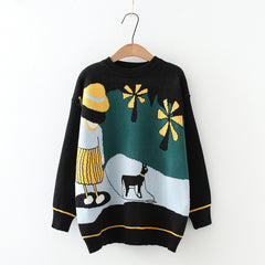Lazy Knitted Sweater - Black / One size