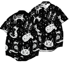 Cosmic Cat Short Sleeve Shirt - Black / S - Shirts