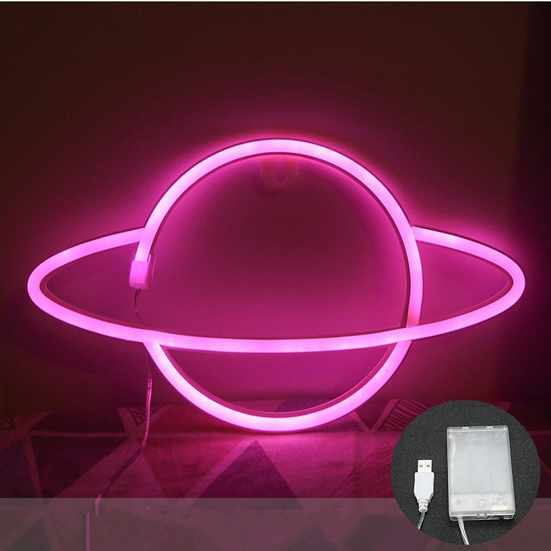 LED Planet Neon Cosmic Lamp Decoration - Pink