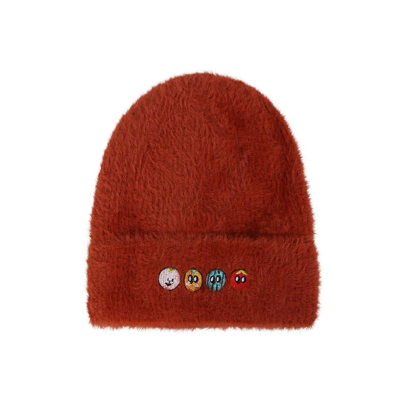 Emoji Embroidered Hat - Wine red / M - Warm hats scarfs