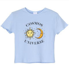 Cosmos Universe Short-Sleeved Crop Top - Blue / M - T-Shirt