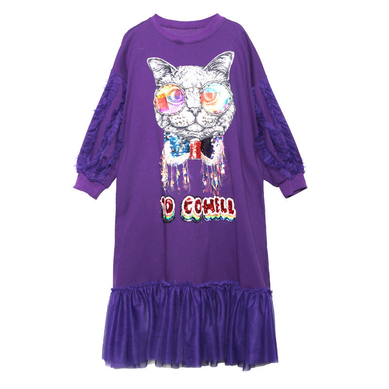 Cat Long loose Dress - Oversize Women Shirt
