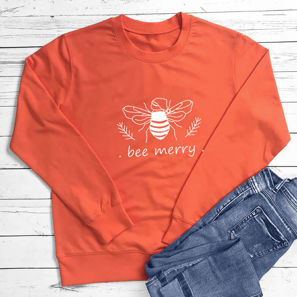 Bee Merry Vegan-friendly Sweatshirt - Orange / XL -