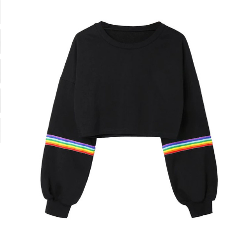 Long Sleeve Rainbow Top - black / L - SWEATSHIRT