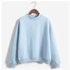 Pastel Color Simple Casual Sweatshirt - Light Blue / XL -