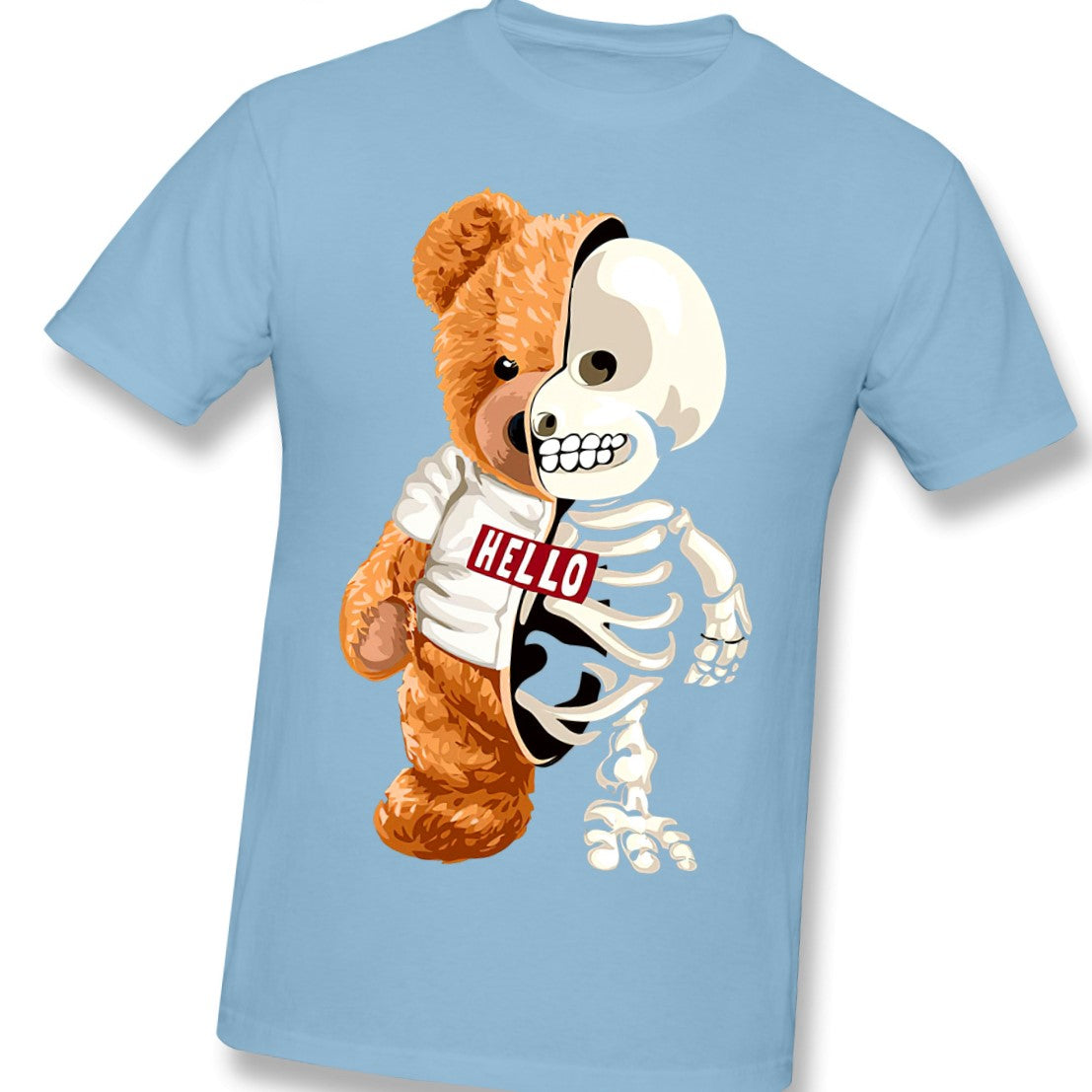 Skull Teddy Bear Skeleton T-Shirt - sky blue / XXL -