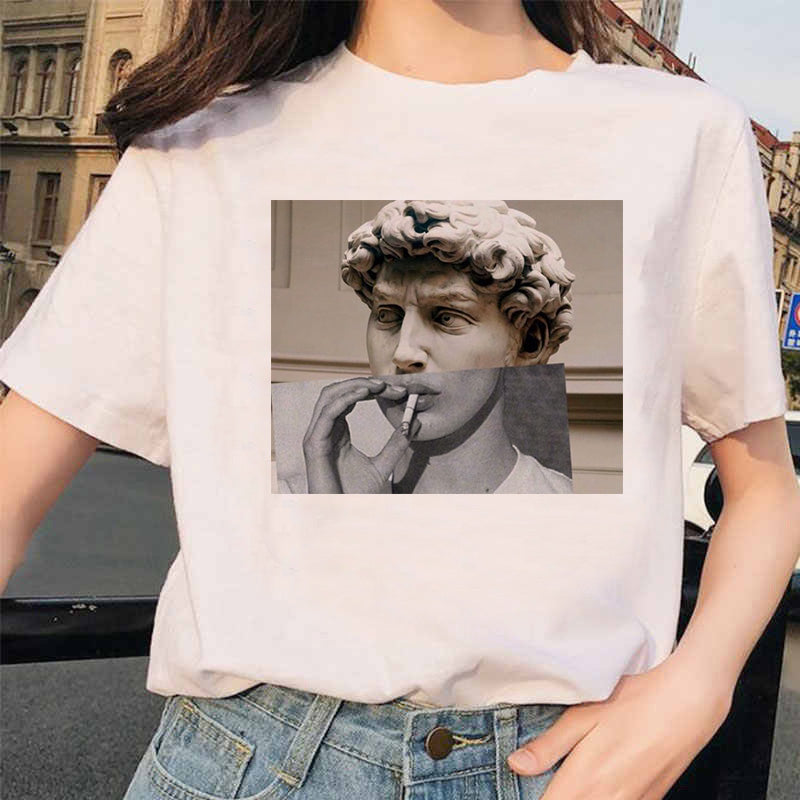 Michelangelo Art Vaporwave T-shirt - Grey / M - T-Shirt