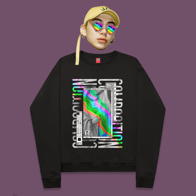 Vaporwave Madonna Heart Pullover Long Sleeve Sweatshirt - UrbanWearOutsiders SWEATSHIRT