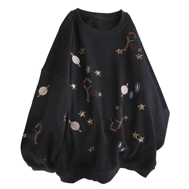 Stars and Planets Sweatshirt - Black / XL - Sweater