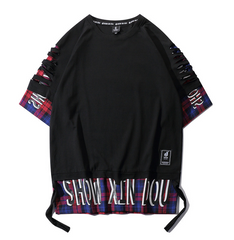 SHOW XIN DOU letters fashion T-shirt - black / XL - T-Shirt