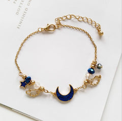 Moon And Stars Bracelet - Crescent / Blue / One Size -