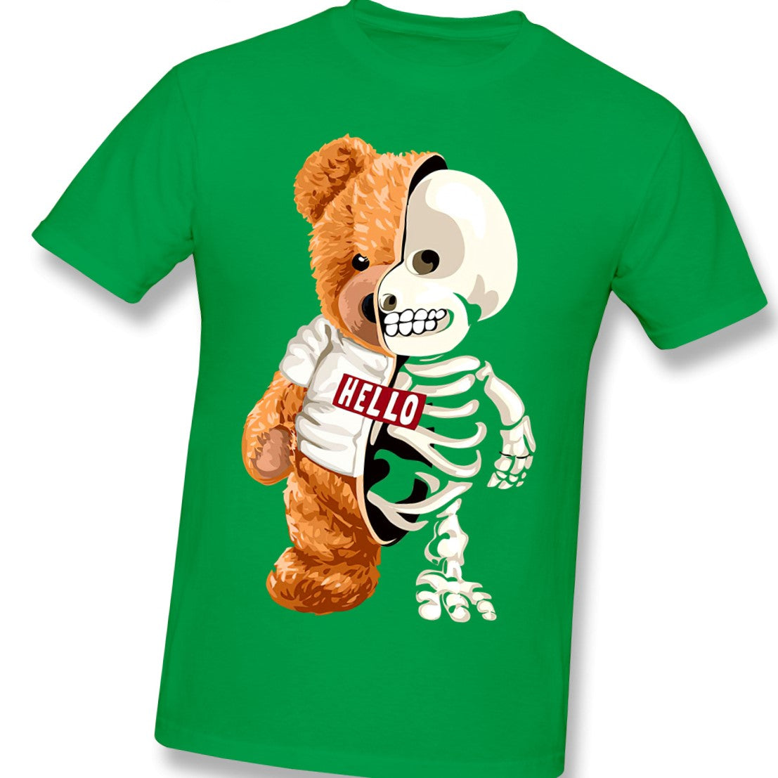 Skull Teddy Bear Skeleton T-Shirt - green / XXL - T-shirts