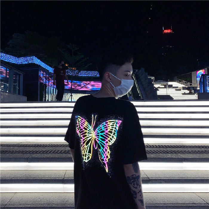 Reflective Giant Butterfly Oversize T-Shirt - Black / M