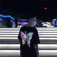Thumbnail for Reflective Giant Butterfly Oversize T-Shirt - Black / M