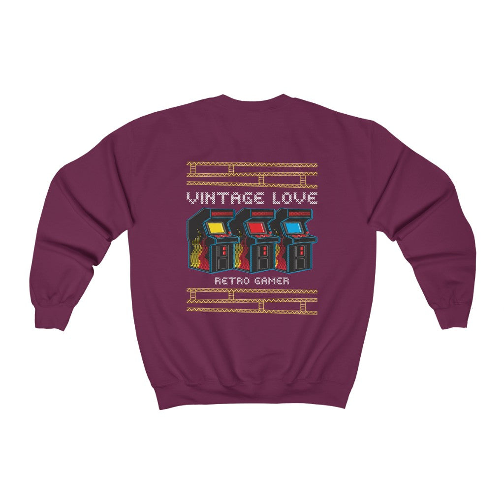 Vintage Love Retro Gamer Sweatshirt - Maroon / S