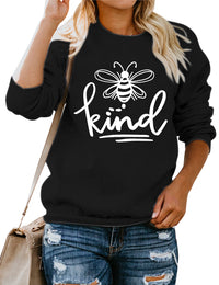 Thumbnail for Bee Kind Vegan Friendly Sweatshirt - Black / White font / L