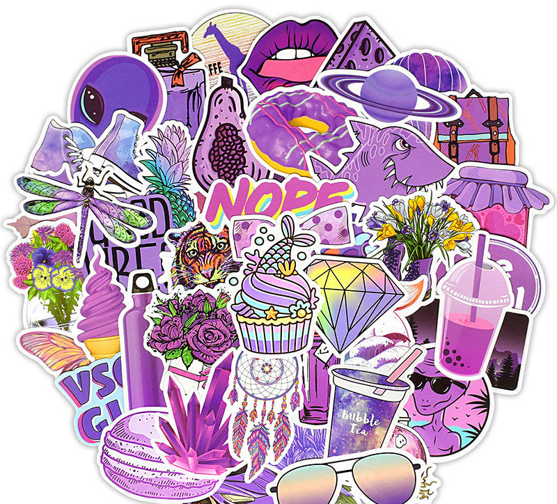 Vaporwave Cute 50 Stickers - Purple