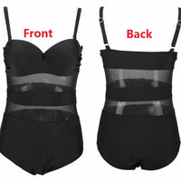 Thumbnail for Black and White Mesh Sheer Plus Size One-Piece Swimsuits