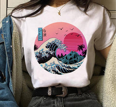 The Big Wave Style Vaporwave T-Shirt - Pink / S