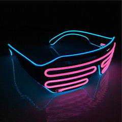 Cyberpunk LED Bi-color Visor Glasses - Blue Pink -