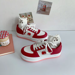 Aesthetic Milk Sneakers Vegan Leather - Red / 35 - Shoes