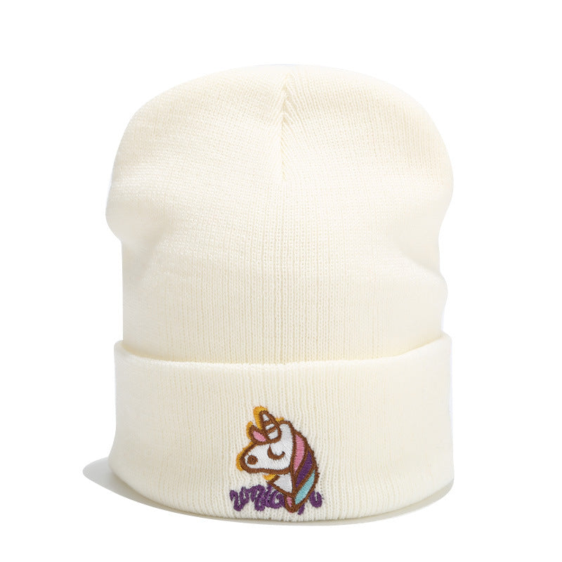 Unicorn Embroidered Kawaii Hat - White / M - Warm hats