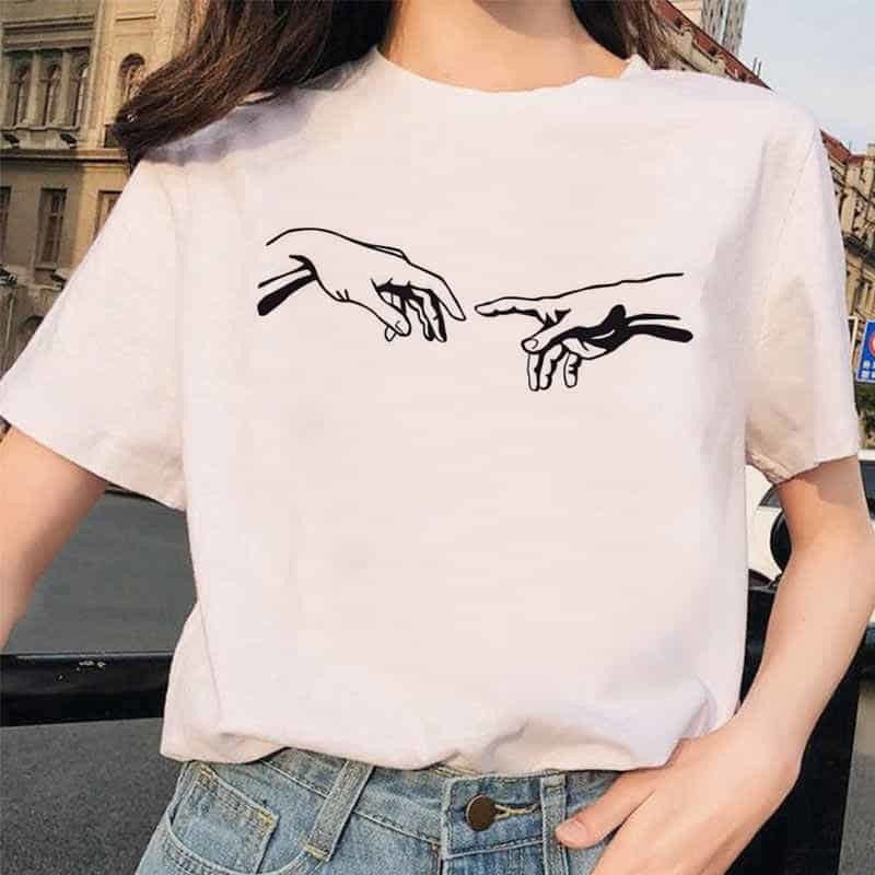 Michelangelo Art Vaporwave T-shirt - Black / M - T-Shirt
