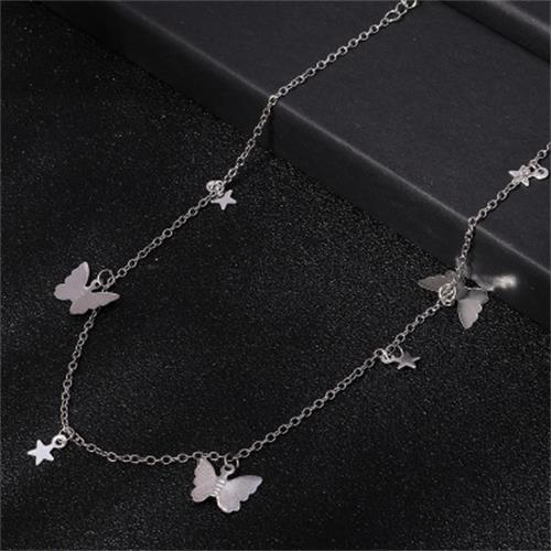 Aesthetic Metallic Butterflies Necklaces - and Stars Silver