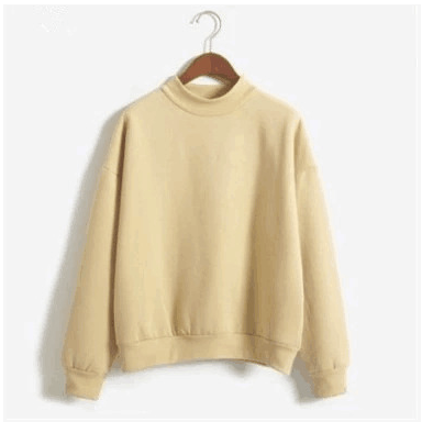 Pastel Color Simple Casual Sweatshirt - Khaki / L -