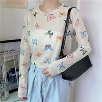 Thumbnail for Butterfly Long Sleeved See through Sweatshirt With Tube -