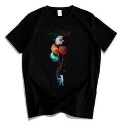 Planets Balloon Astronaut T-shirt - Black / S - T-Shirt