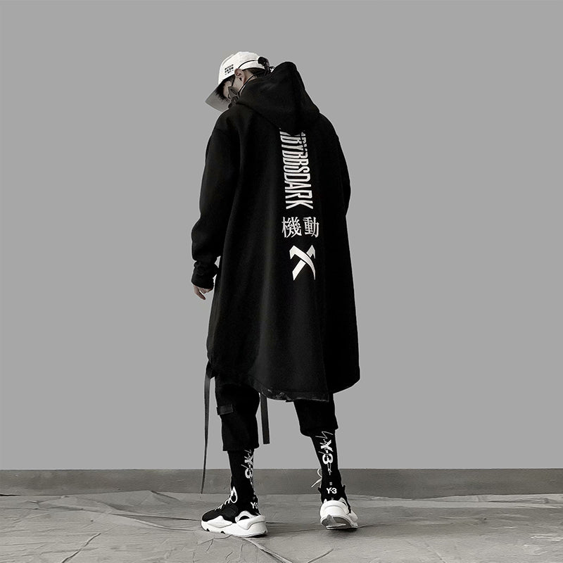 X-CLOAK LONG HOODIE - Black / M - hoodie