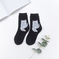 Thumbnail for Fun Cats Black and White Socks - Cat / One size