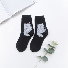 Fun Cats Black and White Socks - Cat / One size