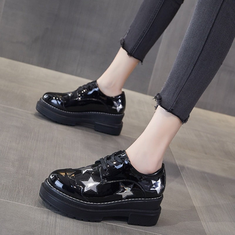 Five-Pointed star vegan Platform Shoes - Black / 36