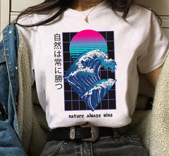 The Big Wave Style Vaporwave T-Shirt - Blue / S